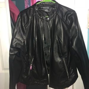 black leather jacket